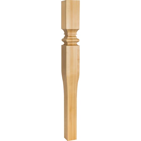 Hardware Resources 3-1/2" Wx3-1/2"Dx35-1/2"H Rubberwood Tapered Art Nouveau Post P68-RW